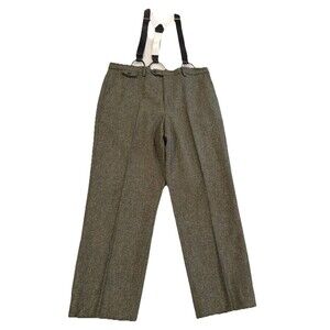 Bonobos Pants Mens 37x27.5 Dark Green 100% Wool Academia Removable Suspenders